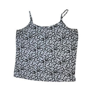 Lane Bryant Black Swirl‎ Art White Camisole Tank Top Womens Size 22/24W Stretch